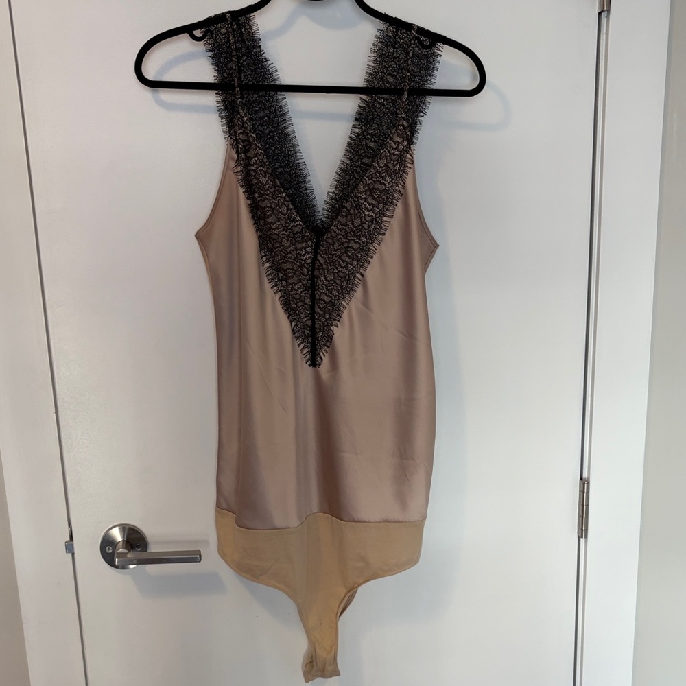 Boss Beige and Black Lace Bodysuit